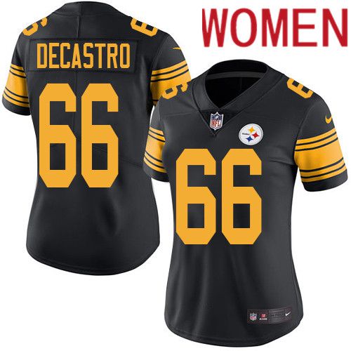 Women Pittsburgh Steelers #66 David DeCastro Nike Black Vapor Limited Rush NFL Jersey->women nfl jersey->Women Jersey